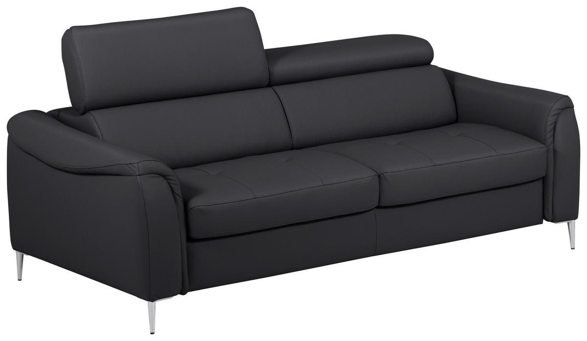 SCHLAFSOFA in Textil, Leder Schwarz  - Schwarz, Design, Leder/Textil (203/77-98/103cm) - MID.YOU