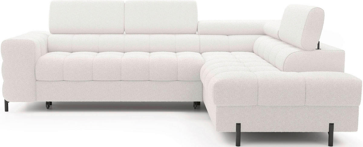ECKSOFA Weiß Plüsch  - Schwarz/Weiß, Design, Textil/Metall (276/200cm) - MID.YOU