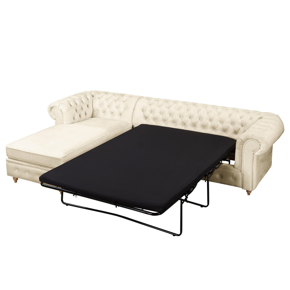 ECKSOFA Laura in Mikrofaser Creme  182/284 cm  - Creme/Braun, Design, Holz/Textil (182/284cm) - P & B