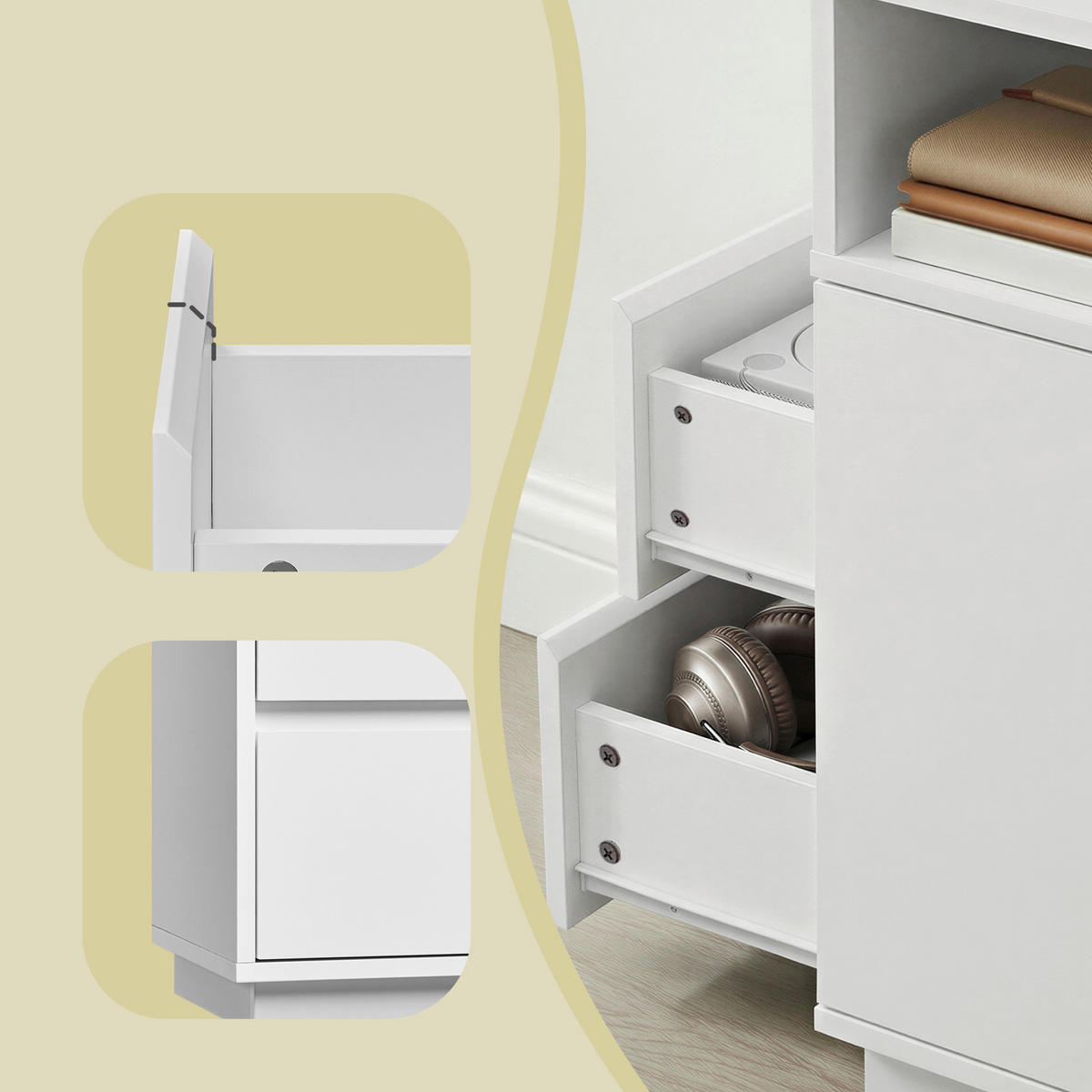 NACHTSCHRANKSET 25/65/30 cm  - Weiß, KONVENTIONELL, Holzwerkstoff (25/65/30cm) - Boxxx