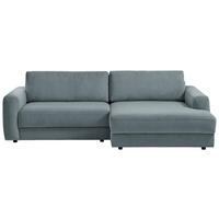 ECKSOFA Cord Blaugrau  - Blaugrau/Schwarz, Modern, Textil (250/176cm) - Trendmanufaktur