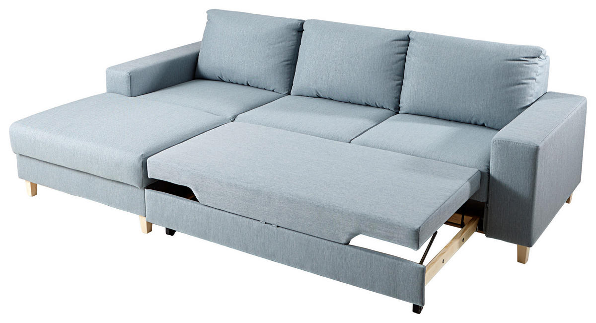 ROHOVÁ SEDAČKA, textil, světle modrá - světle modrá/barvy buku, Design, dřevo/textil (160/260cm) - Ti'me