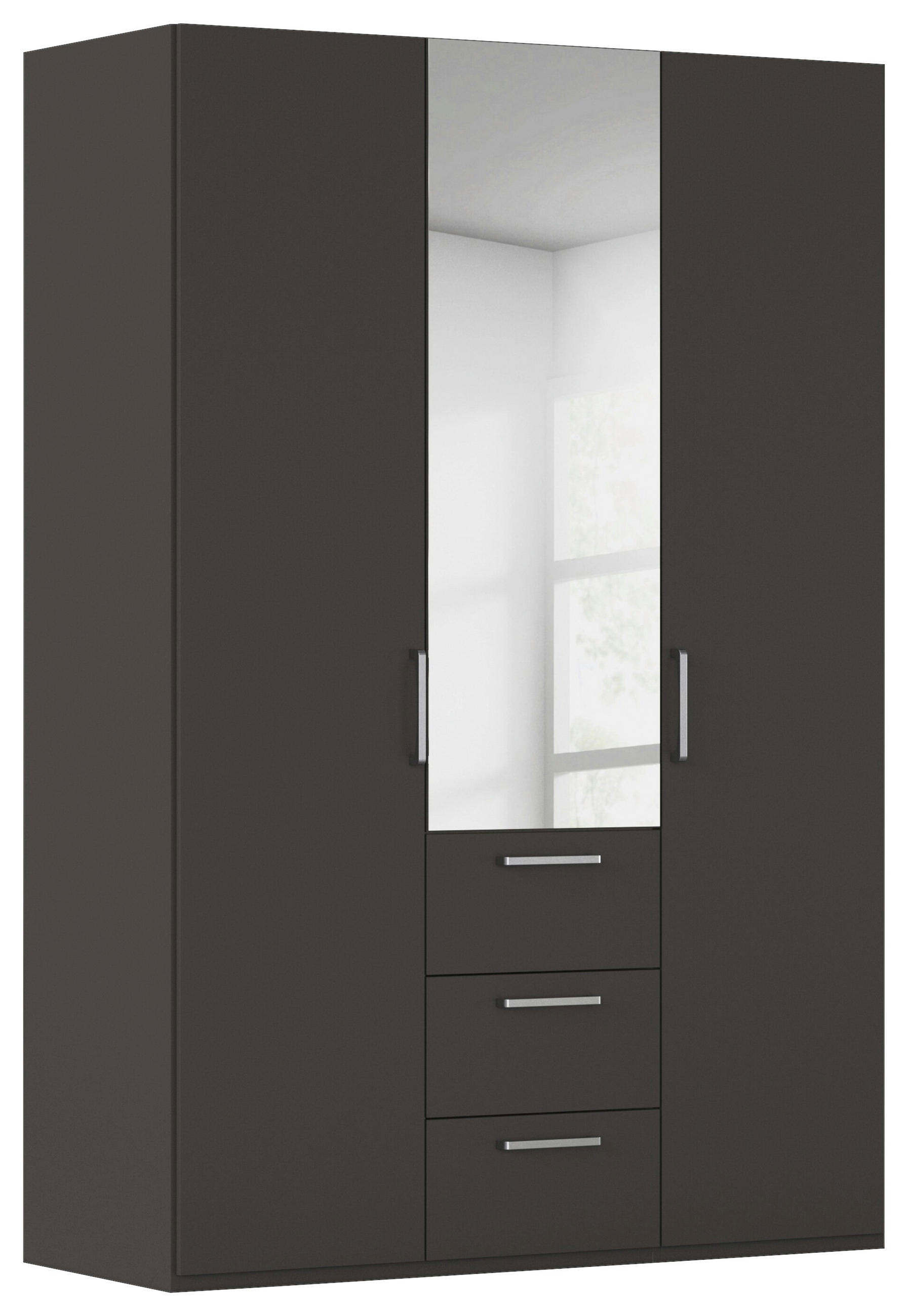 DREHTÜRENSCHRANK 151/235/61 cm,  in Graphitfarben, 3-türig  - Edelstahlfarben/Graphitfarben, Basics, Glas/Holzwerkstoff (151/235/61cm) - Novel