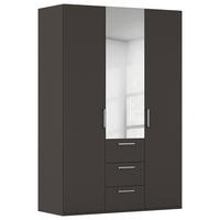 DREHTÜRENSCHRANK 151/235/61 cm,  in Graphitfarben, 3-türig  - Edelstahlfarben/Graphitfarben, Basics, Glas/Holzwerkstoff (151/235/61cm) - Novel