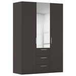 DREHTÜRENSCHRANK 151/223/61 cm,  in Graphitfarben, 3-türig  - Edelstahlfarben/Graphitfarben, Basics, Glas/Holzwerkstoff (151/223/61cm) - Novel