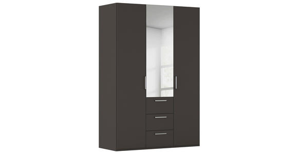 DREHTÜRENSCHRANK  in Graphitfarben  - Edelstahlfarben/Graphitfarben, Basics, Glas/Holzwerkstoff (151/235/61cm) - Novel