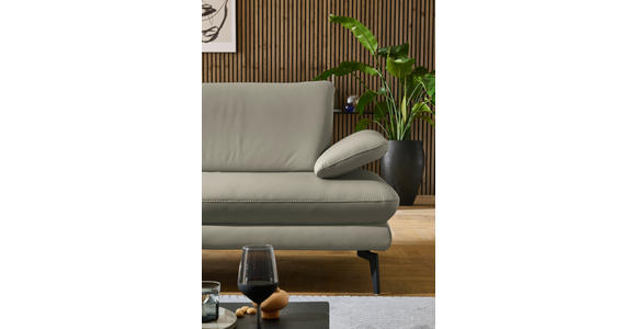 ECKSOFA in Echtleder Hellgrau 195/308 cm - Hellgrau/Schwarz, Design, Leder/Metall (195/308cm) - Dieter Knoll