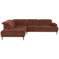 ECKSOFA Rotbraun Chenille Kopfteilverstellung, Sitztiefenverstellung  - Rotbraun/Schwarz, Design, Textil/Metall (243/307cm) - Xora