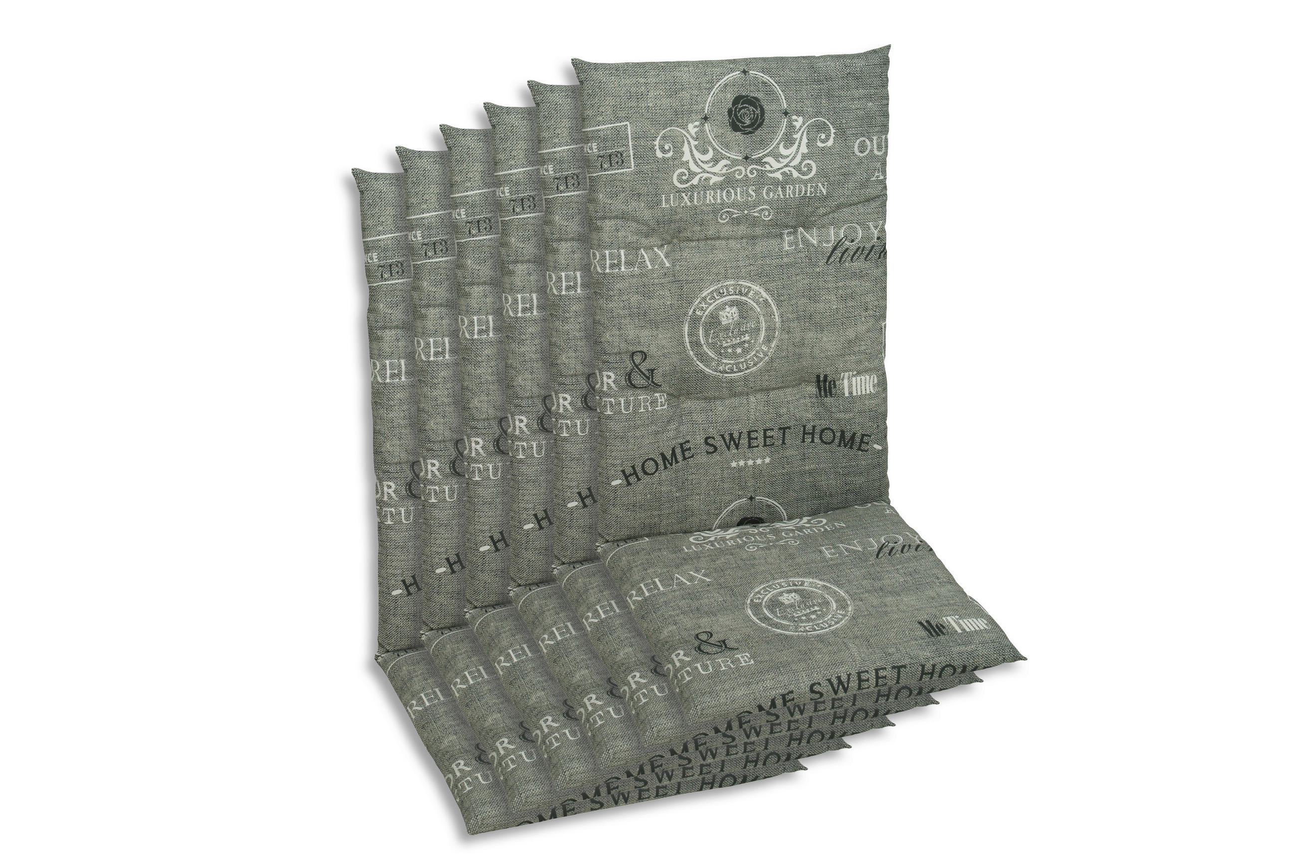 SESSELAUFLAGENSET Stempel  - Hellgrau/Weiß, KONVENTIONELL, Textil (48/5/108cm)