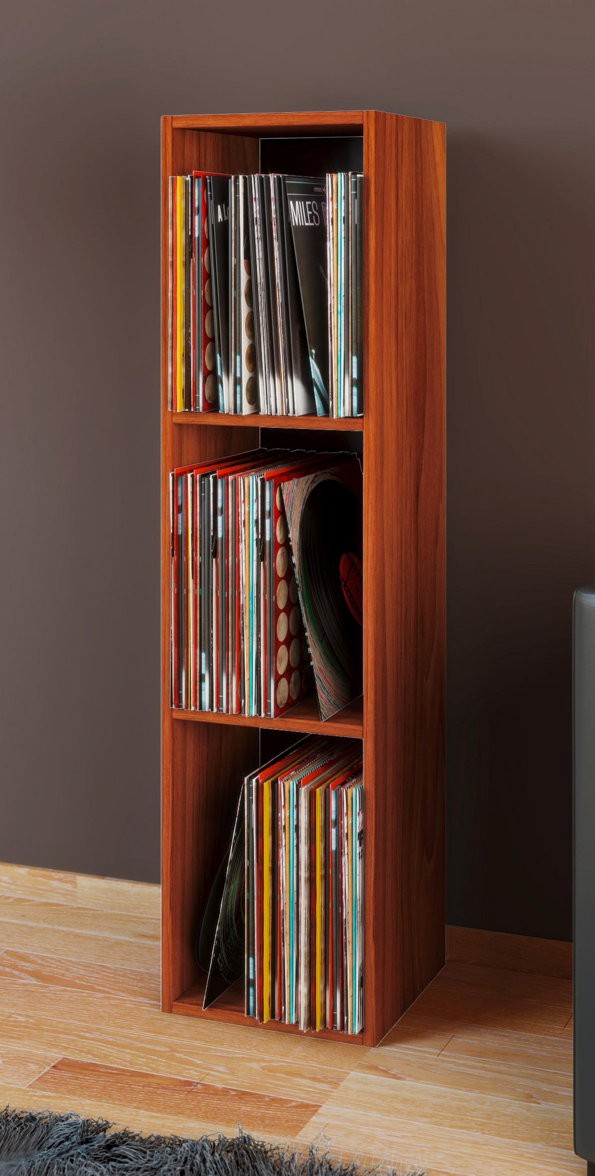 Schallplattenregal in - Nussbaumfarben, Konventionell, Holzwerkstoff (34/115/29cm) - MID.YOU