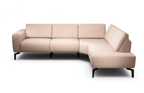 ECKSOFA in Samt Rosa  256/193 cm  - Schwarz/Rosa, Design, Textil/Metall (256/193cm) - SENSOO
