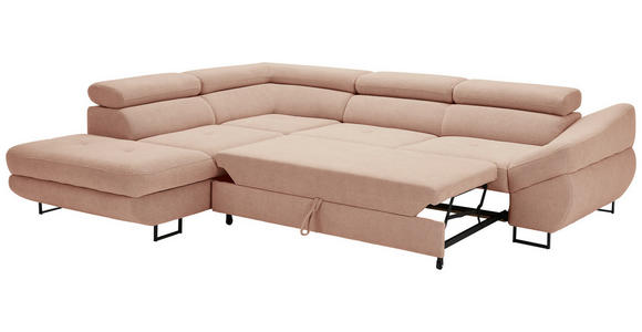 ECKSOFA in Webstoff Altrosa  - Schwarz/Altrosa, Design, Textil/Metall (235/280cm) - Hom`in