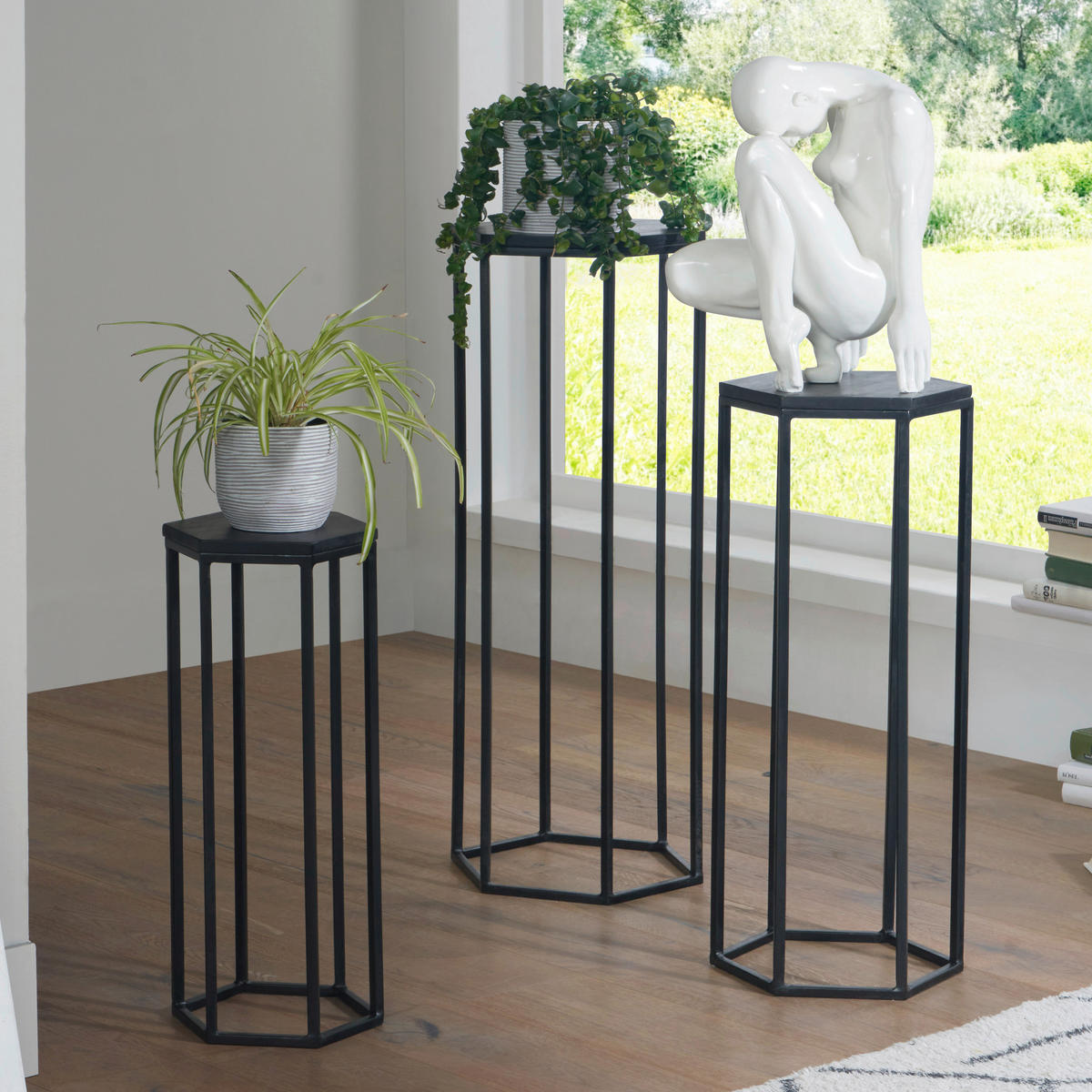 BEISTELLTISCH in Holz 35/35/90 cm  - Schwarz, Design, Holz/Metall (35/35/90cm) - P & B