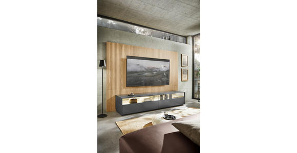 LOWBOARD Dunkelgrau  216/42/46 cm  - Dunkelgrau, Design, Glas/Holzwerkstoff (216/42/46cm) - Belluti