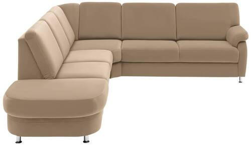 ECKSOFA in Flachgewebe Hellbraun  - Hellbraun/Alufarben, Konventionell, Textil/Metall (289/269cm) - Beldomo System