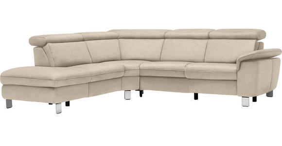 ECKSOFA in Flachgewebe, Mikrofaser Beige  - Beige/Alufarben, Design, Textil/Metall (242/271cm) - Cantus