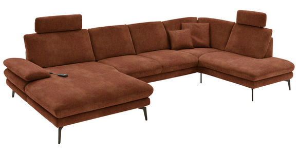 WOHNLANDSCHAFT in Velours Kupferfarben - Schwarz/Kupferfarben, Design, Textil/Metall (180/344/208cm) - Dieter Knoll