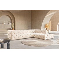 ECKSOFA Fresco in Samt Creme  325/228 cm  - Creme/Schwarz, Design, Kunststoff/Textil (325/228cm) - P & B