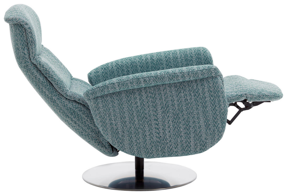 RELAXSESSEL Flachgewebe Relaxfunktion, Kopfteilverstellung, Fußteilverstellung, Rücken echt    - Edelstahlfarben/Petrol, Design, Textil/Metall (71/112/83cm) - Dieter Knoll