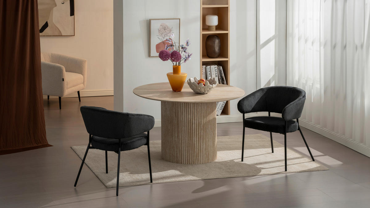 ARMLEHNSTUHL  in Eisen Cord  - Schwarz, LIFESTYLE, Holz/Textil (60/81/60cm) - Livetastic