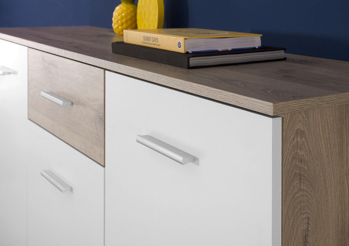 SIDEBOARD  in 150/82/40 cm  - Eichefarben/Silberfarben, Design, Holzwerkstoff/Kunststoff (150/82/40cm) - MID.YOU