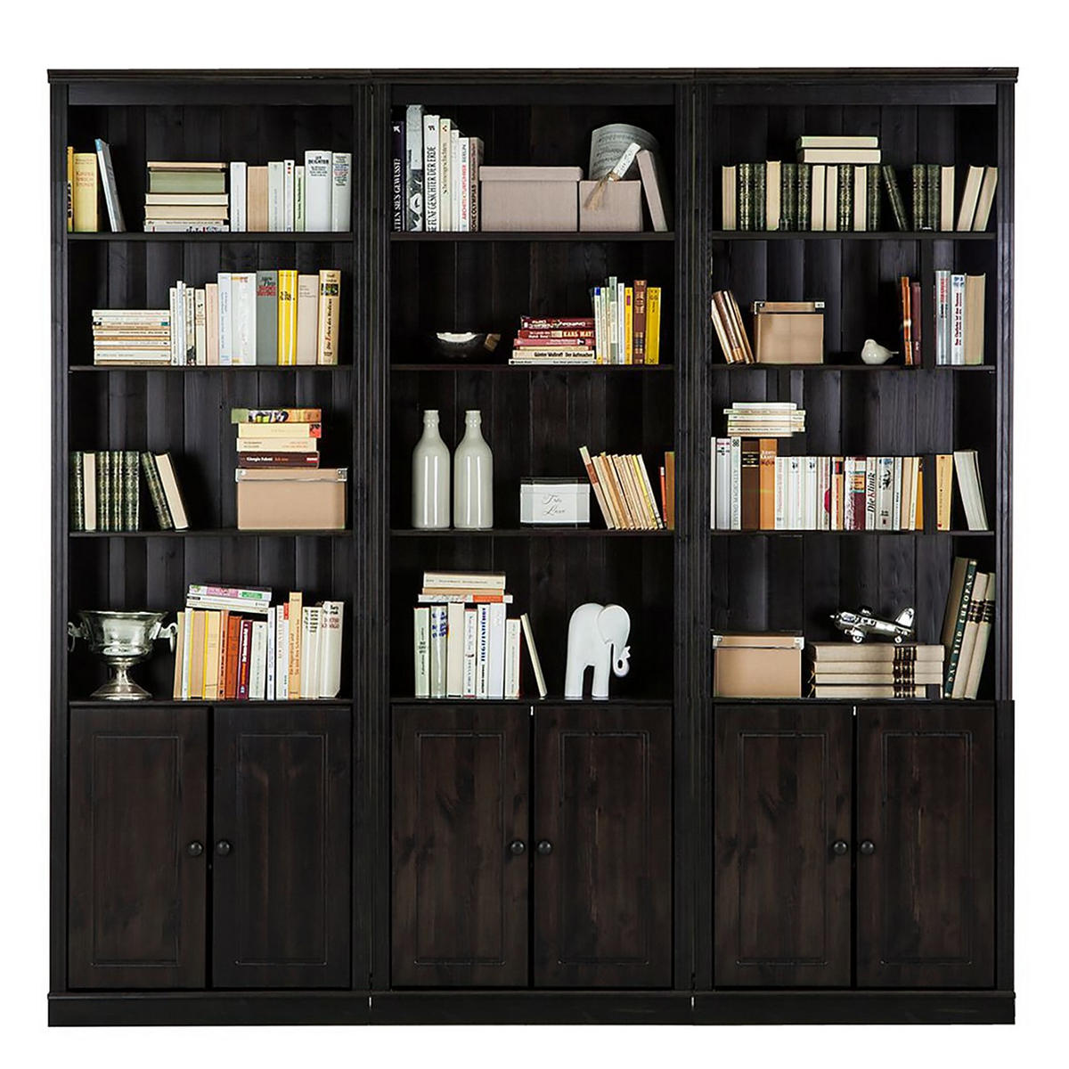 BÜCHERWAND Kiefer massiv Kieferfarben, Dunkelbraun  - Dunkelbraun/Kieferfarben, Design, Holz (223/222/34cm) - Livetastic