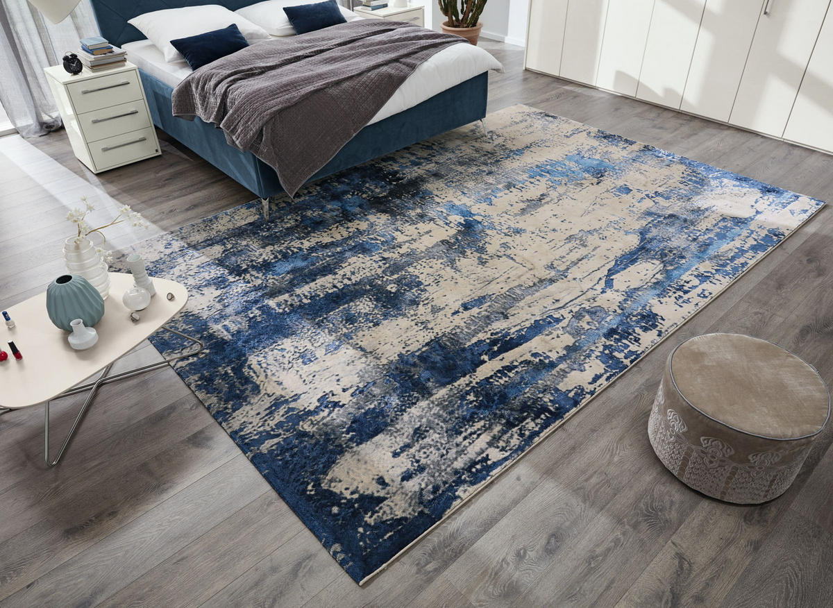 FLACHWEBETEPPICH 140/200 cm Wave Arte Blau, Grau  - Blau/Grau, Design, Textil (140/200cm) - Musterring