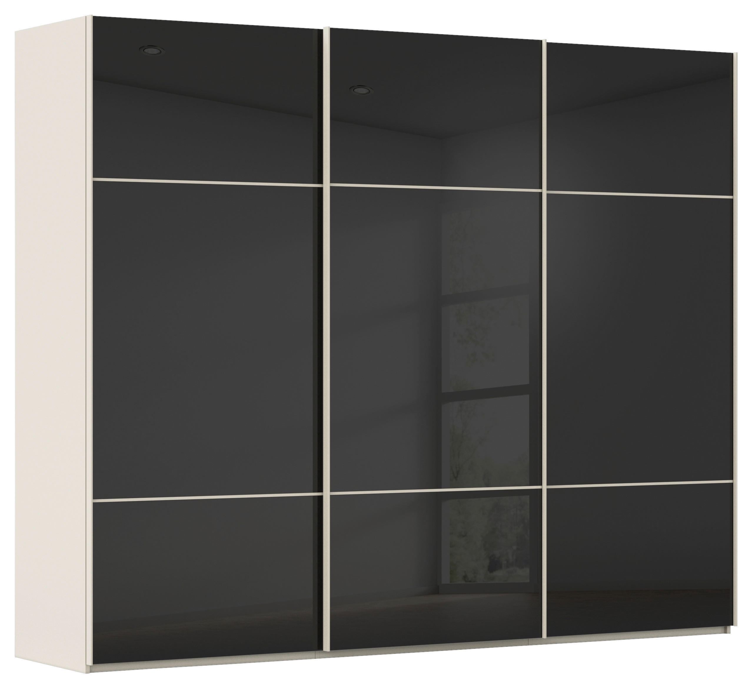 SCHWEBETÜRENSCHRANK Schwarz, Champagner  - Champagner/Schwarz, Konventionell, Glas/Holzwerkstoff (301/223/68cm) - Novel