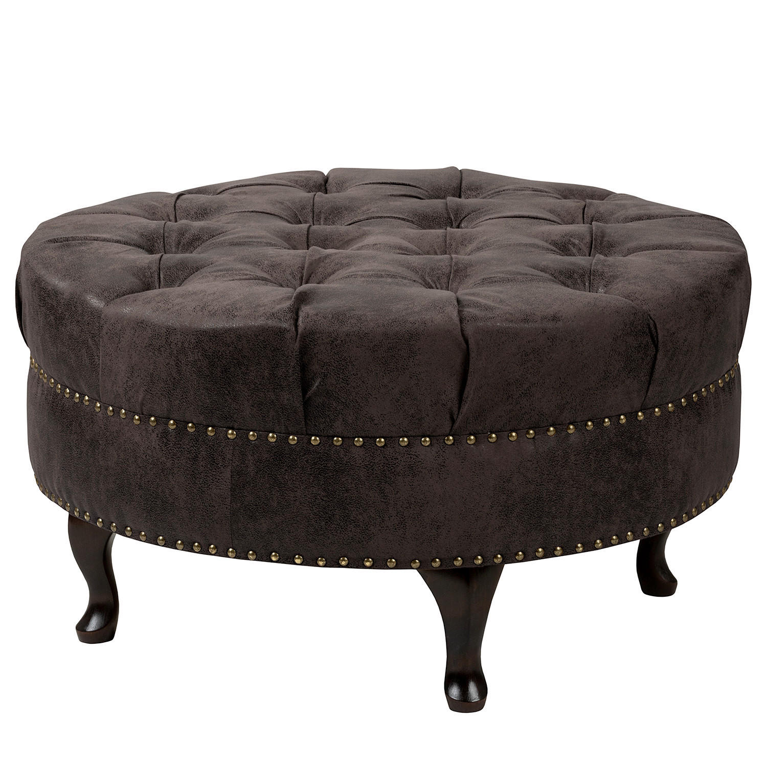 HOCKER Pako Lederlook Schwarz  - Schwarz/Braun, Design, Holz/Textil (80/45/80cm) - Livetastic