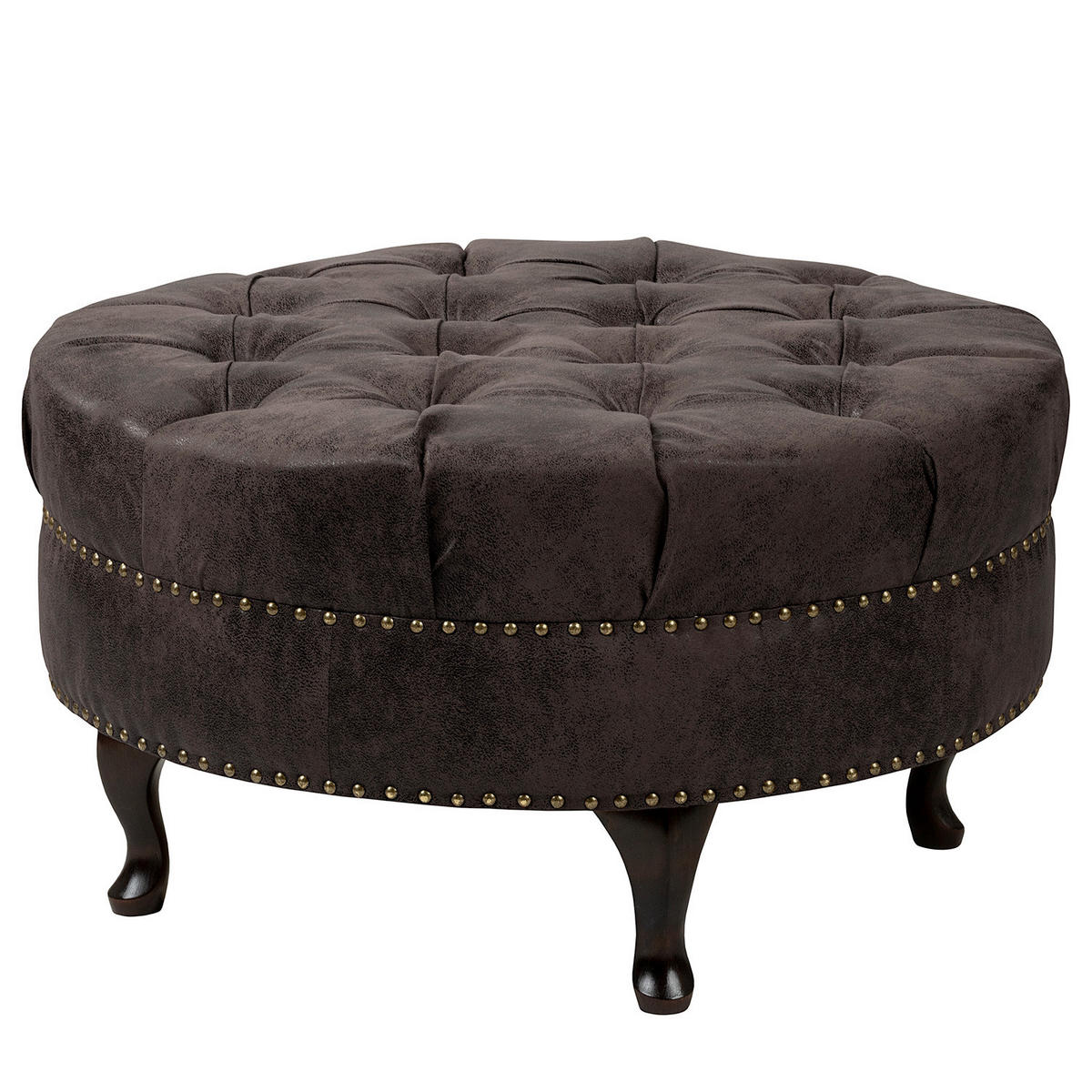 HOCKER Pako Lederlook Schwarz  - Schwarz/Braun, Design, Holz/Textil (80/45/80cm) - Livetastic