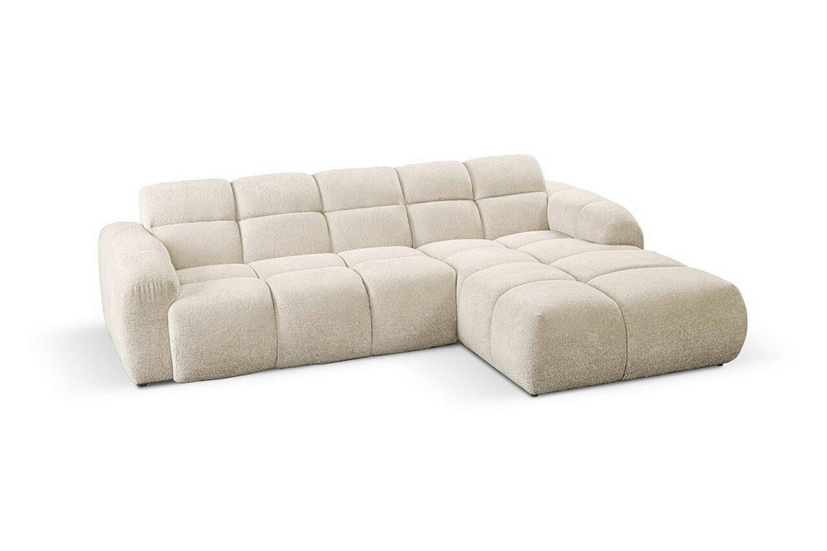 ECKSOFA VENTO in Struktur Beige  255/175 cm  - Beige/Schwarz, Design, Holz/Holzwerkstoff (255/175cm) - MID.YOU
