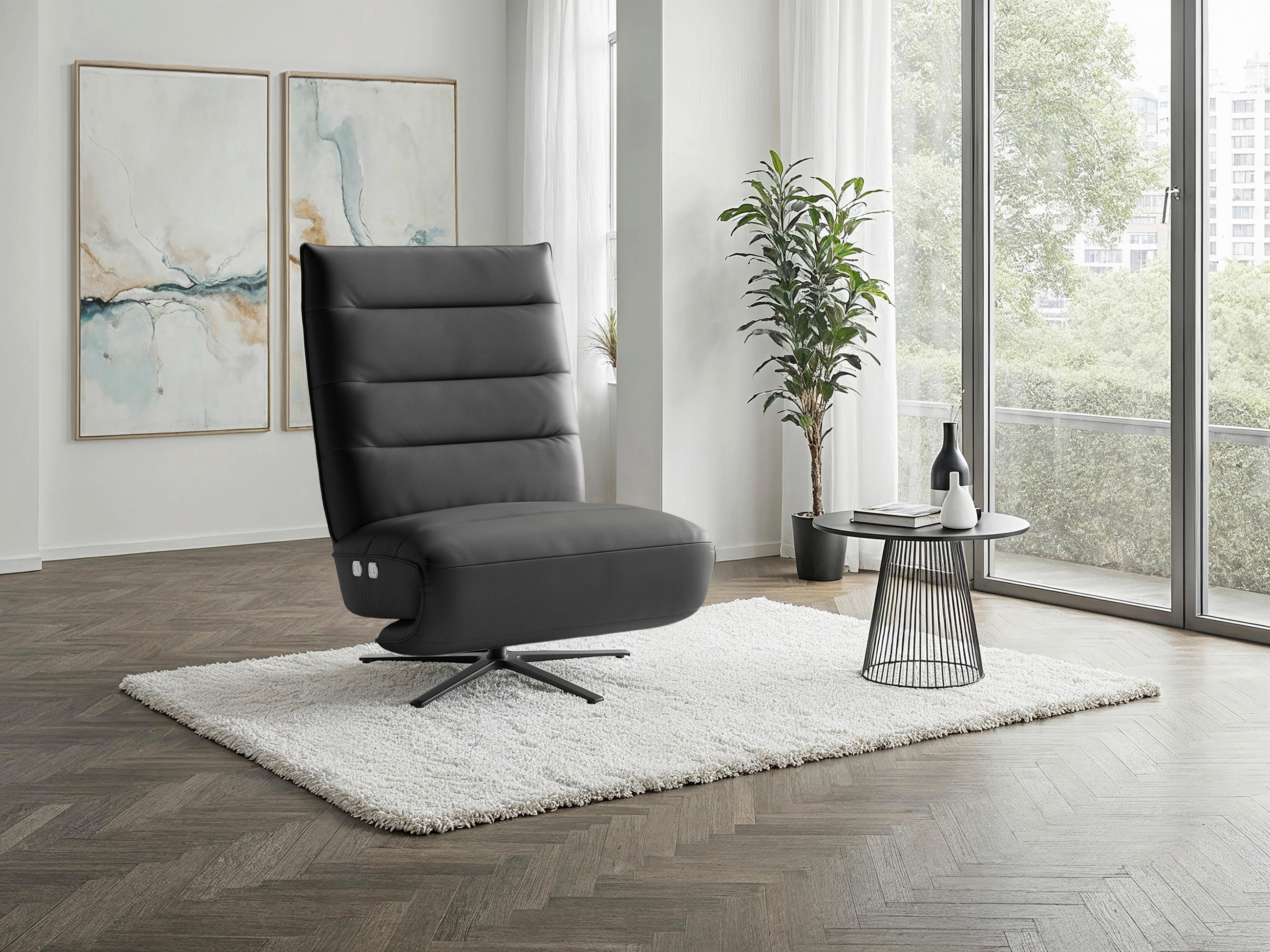 Sit & More RELAXAČNÍ KŘESLO, kůže, černá