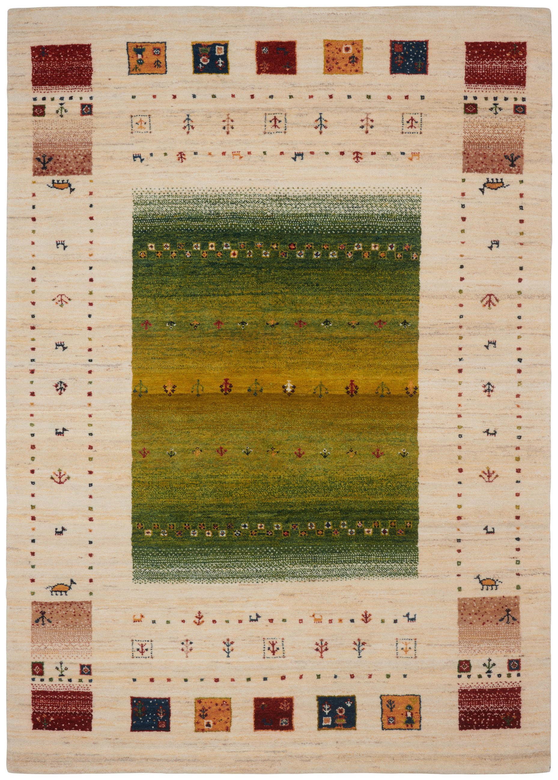 ORIENTTEPPICH 140/200 cm Mother Earth Green Grün, Naturfarben, Dunkelgrün  - Dunkelgrün/Naturfarben, LIFESTYLE, Textil (140/200cm) - Cazaris