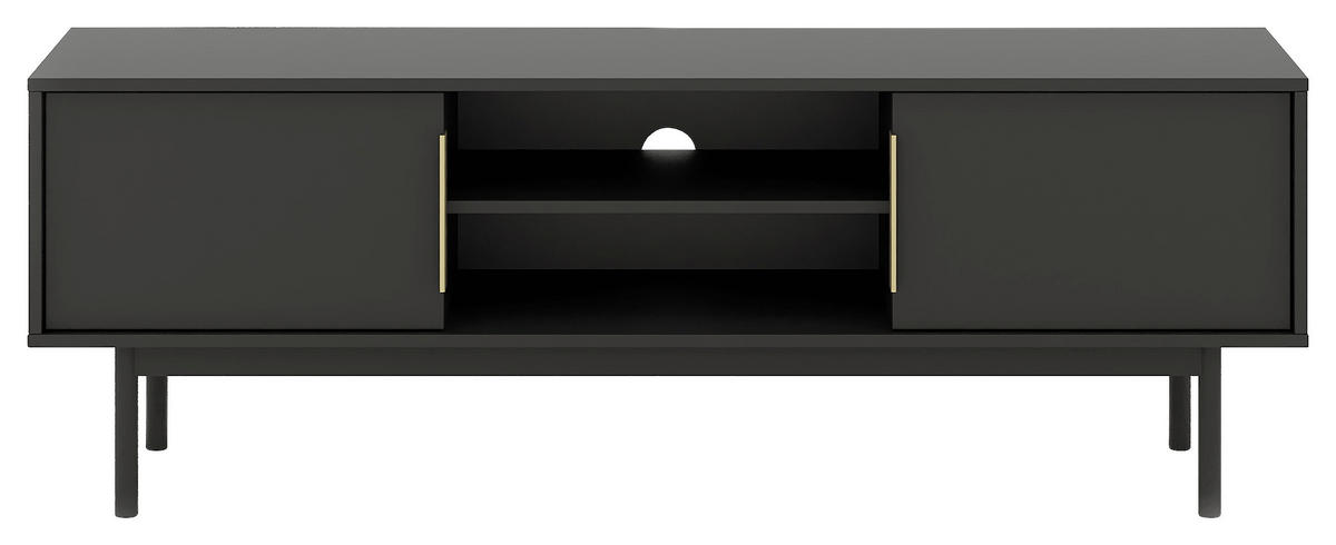 LOWBOARD Viva  in 154/53,5/39 cm  - Goldfarben/Schwarz, Design, Holzwerkstoff/Metall (154/53,5/39cm) - Xora