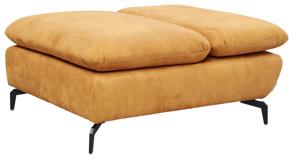 ECKSOFA in Flachgewebe Currygelb  - Currygelb/Schwarz, Design, Textil/Metall (315/200cm) - Chilliano