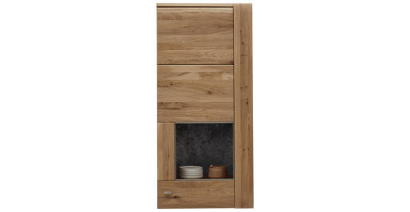 HÄNGEVITRINE Eiche furniert, massiv Eichefarben, Schieferfarben - Schieferfarben/Eichefarben, KONVENTIONELL, Holz/Holzwerkstoff (56/120/38cm) - Voleo