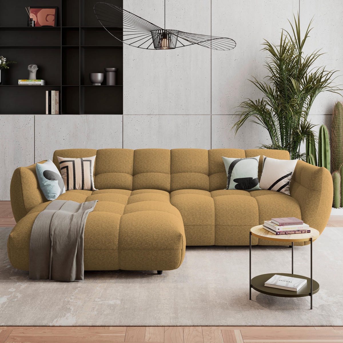 ECKSOFA Chenille Goldfarben  - Dunkelgrün/Goldfarben, Trend, Kunststoff/Textil (178/280cm) - MID.YOU