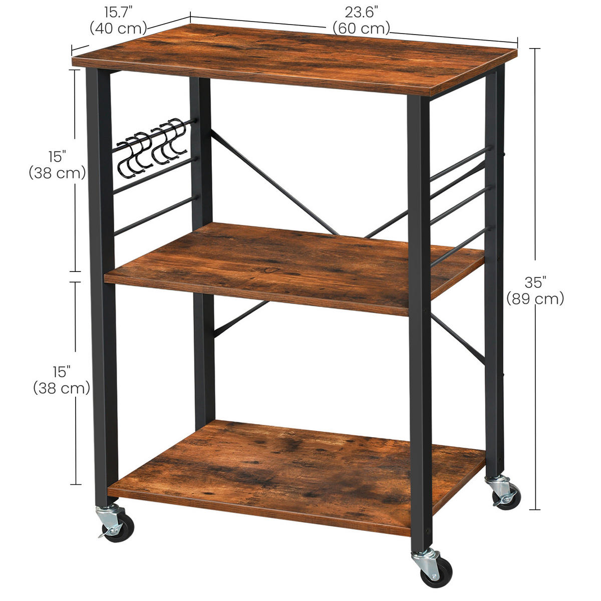 SERVIERWAGEN Braun, Schwarz  - Schwarz/Braun, Trend, Holzwerkstoff/Metall (60/84/40cm) - MID.YOU
