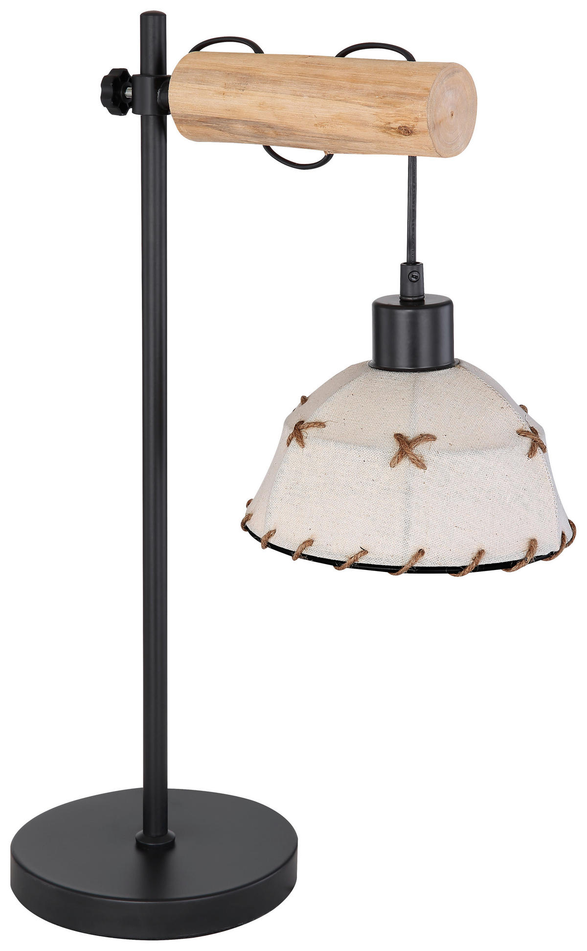 TISCHLEUCHTE - Beige/Schwarz, Natur, Naturmaterialien/Textil (36/18/55cm) - Globo