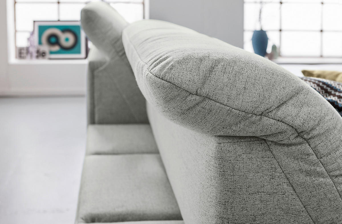 ECKSOFA Hellgrau Flachgewebe  - Chromfarben/Hellgrau, Design, Textil/Metall (276/198cm) - SetOne by Musterring