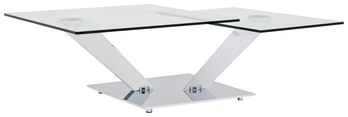 COUCHTISCH in Metall, Glas 84-129/106/40 cm  - Chromfarben, Design, Glas/Metall (84-129/106/40cm)