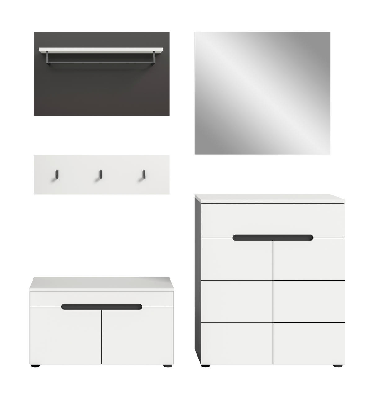 ELŐSZOBAFAL - fehér/szürke, Design, faalapú anyag (175/190/37cm) - Livetastic