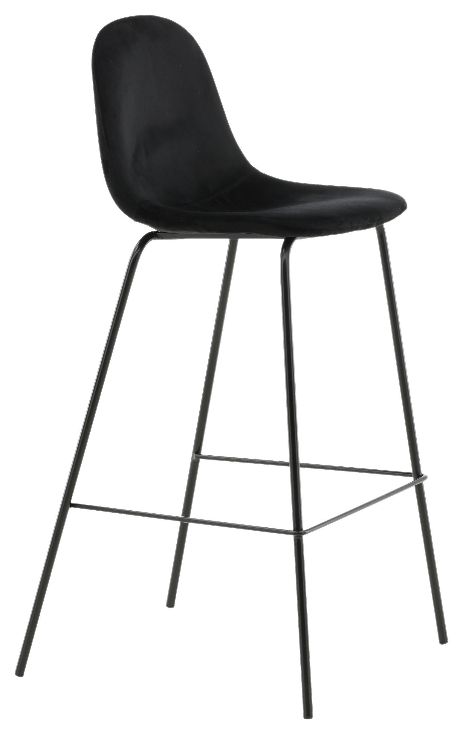 BARHOCKER-SET Samt Schwarz Stahl  - Schwarz, Design, Textil/Metall (41.5/105/43cm) - Livetastic