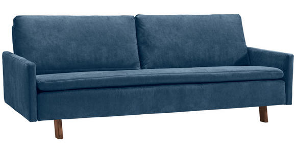 SCHLAFSOFA Flachgewebe Blau  - Blau/Eichefarben, KONVENTIONELL, Holz/Textil (220/85/98cm) - Carryhome