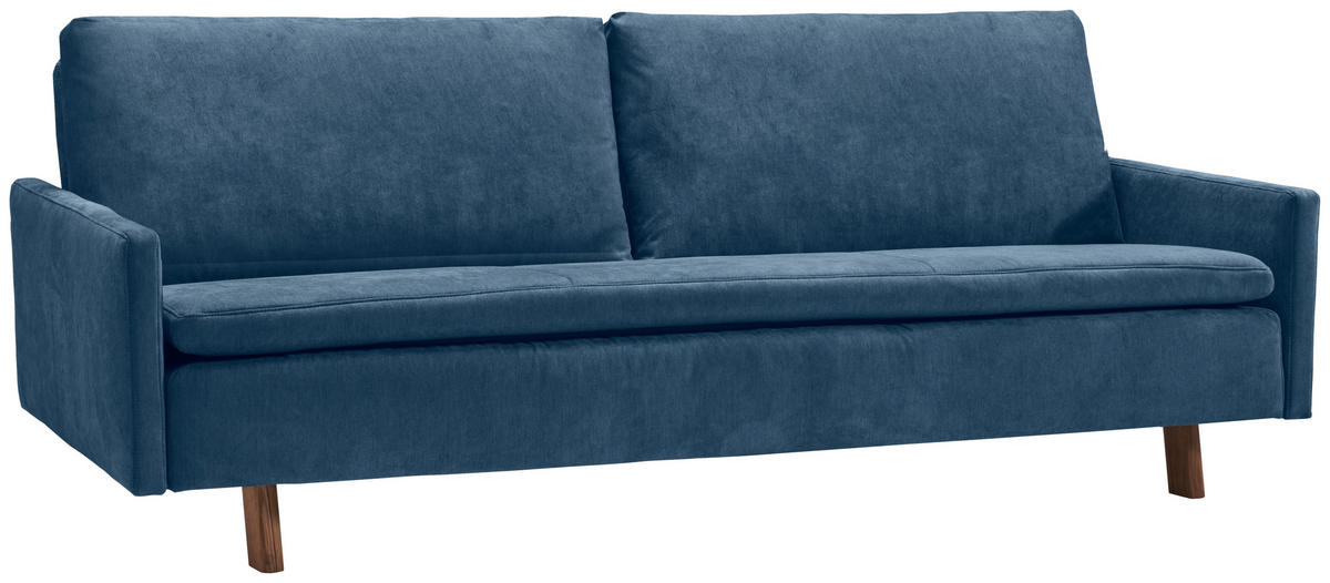 SCHLAFSOFA Flachgewebe Blau  - Blau/Eichefarben, KONVENTIONELL, Holz/Textil (220/85/98cm) - Carryhome