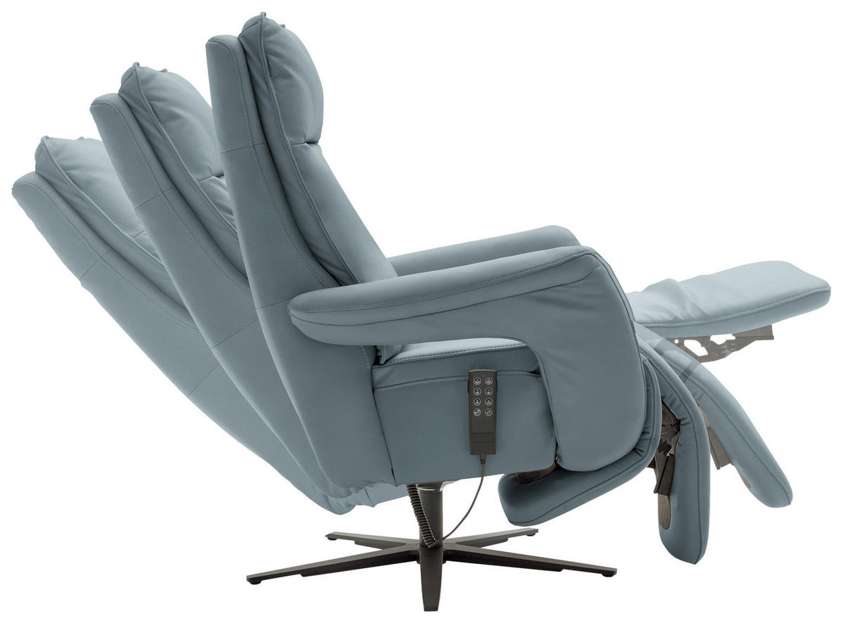 RELAXSESSEL in Leder Blaugrau  - Blaugrau/Schwarz, Design, Leder/Metall (83/116/87cm) - Valdera