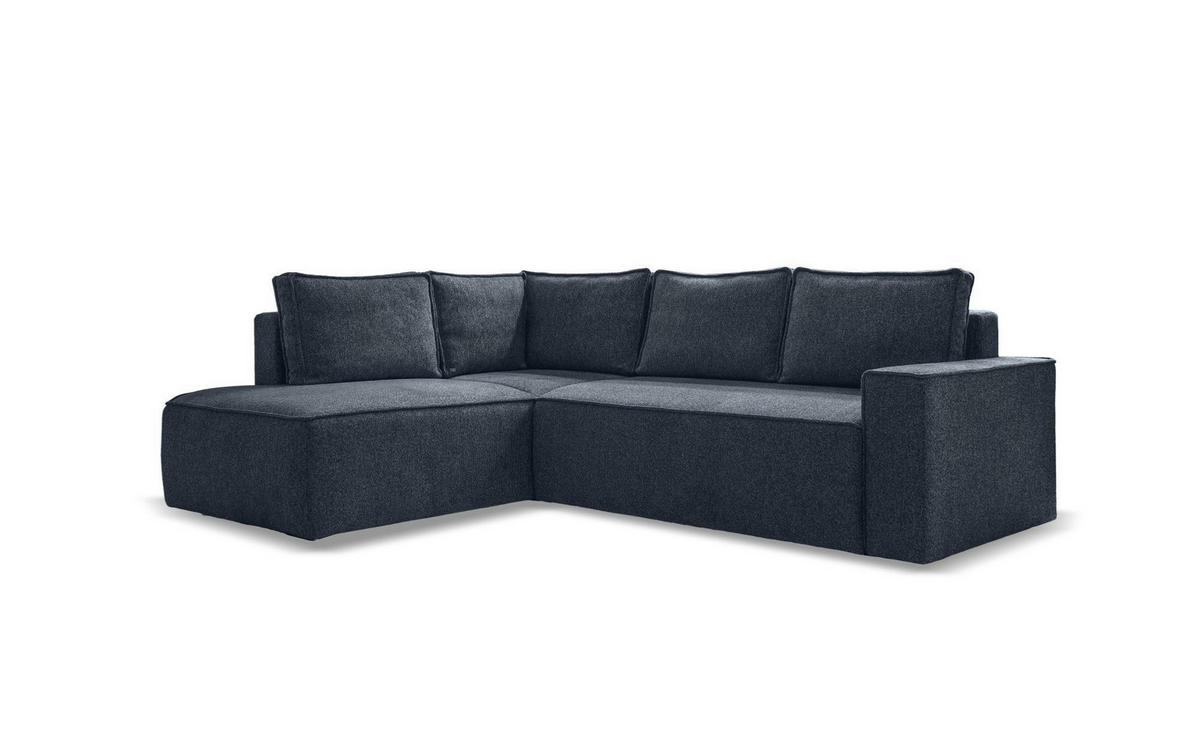 ECKSOFA in Dunkelblau  - Weiss/Schwarz, Design, Kunststoff/Textil (194/246cm) - MID.YOU