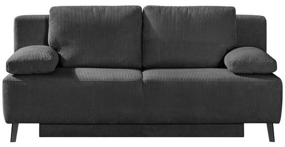 SCHLAFSOFA  in Cord Grau  - Schwarz/Grau, MODERN, Textil/Metall (197/92/88cm) - Venda