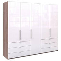 FALTTÜRENSCHRANK in Weiss, Trüffeleichefarben  - Chromfarben/Weiss, Konventionell, Glas/Holzwerkstoff (250/216/58cm) - Venda