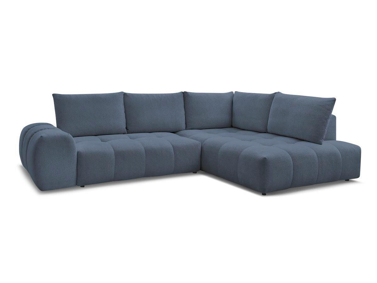 ECKSCHLAFSOFA EVEREST  mit Rücken echt, Armteil links, Armteil rechts Flachgewebe Dunkelblau  - Schwarz/Dunkelblau, MODERN, Kunststoff/Textil (320/212cm)